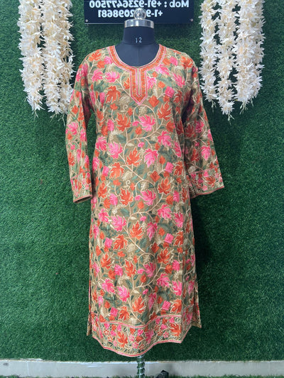 Kashmiri Aari Embroidered Floral Kurti | Handcrafted Ethnic Designer Wear