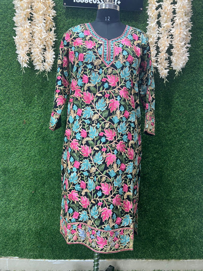 Kashmiri Aari Embroidered Floral Kurti | Handcrafted Ethnic Designer Wear