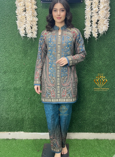 Kashmiri Kani Printed Co-ord Set | Elegant Winter Wear