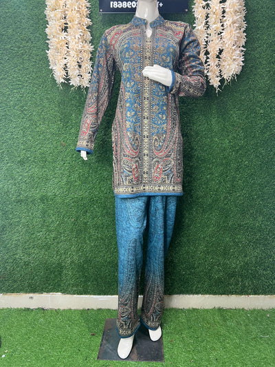 Kashmiri Kani Printed Co-ord Set | Elegant Winter Wear