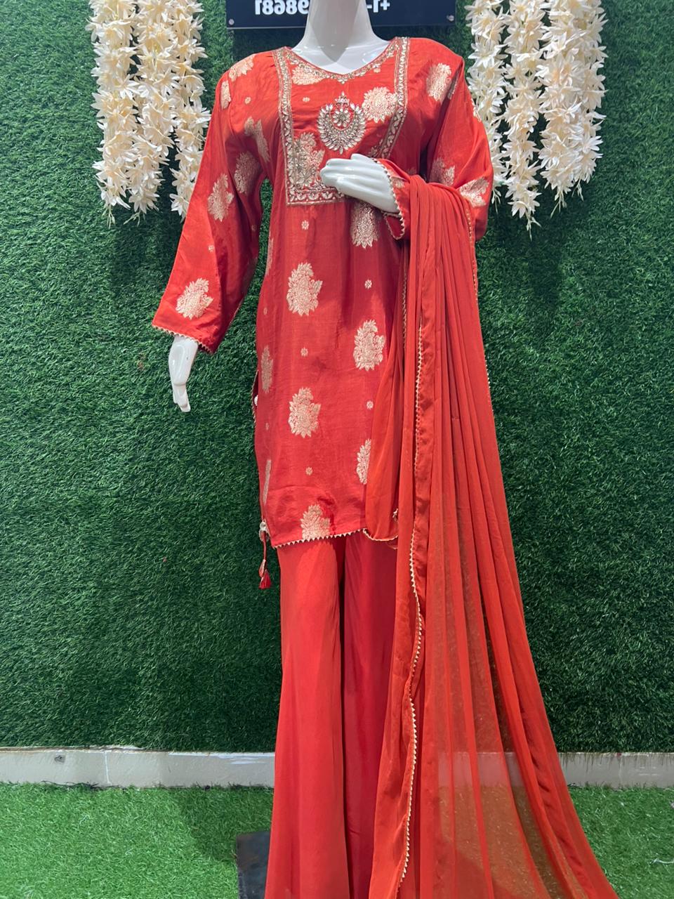 Banarasi Sharara Suit Set with Cutdana, Gotta Patti & Sequin Handwork