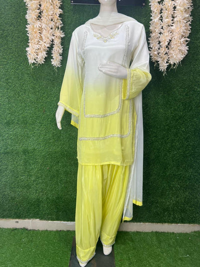 Crepe Set with Pearl & Cutdana Work – Timeless Festive & Party Wear