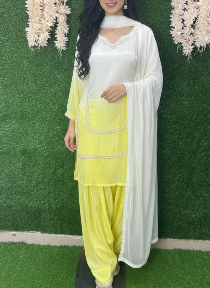 Crepe Set with Pearl & Cutdana Work – Timeless Festive & Party Wear