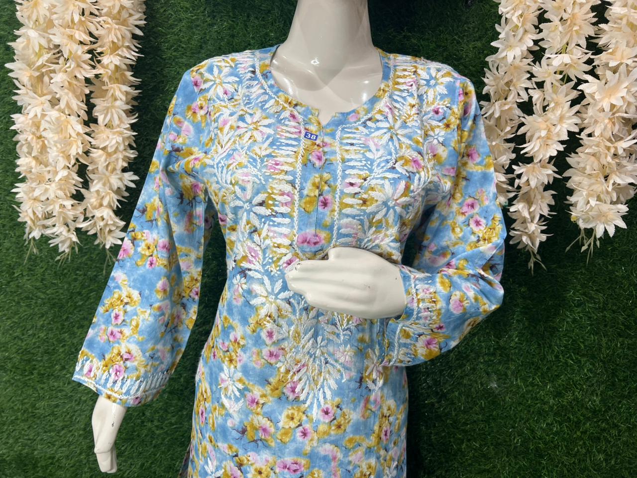 Mul Cotton Printed Lucknowi Chikankari Embroidered Co-Ord Set