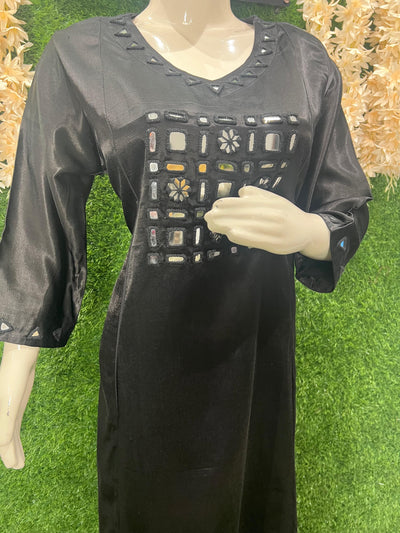Mashru Silk Embroidered Kurta Set – Mirror Work Detailing