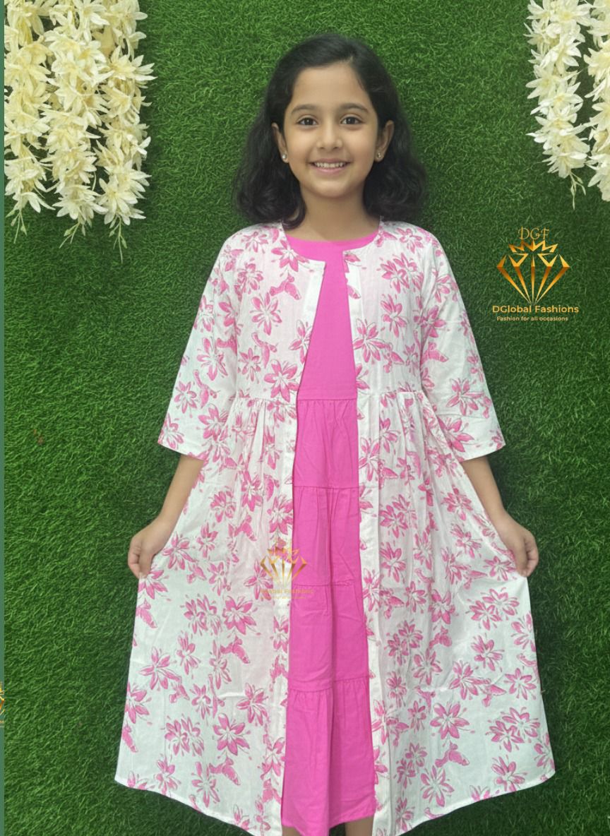 Girls Fit & Flare Tiered Cotton Midi Dress with Matching Shrug