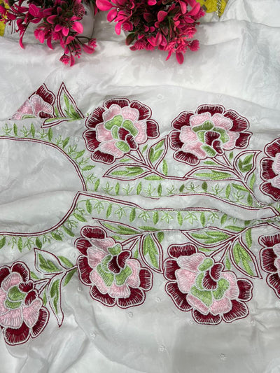 Crepe Lucknowi Chikankari Suit with Resham Work & Pearl Chiffon Dupatta