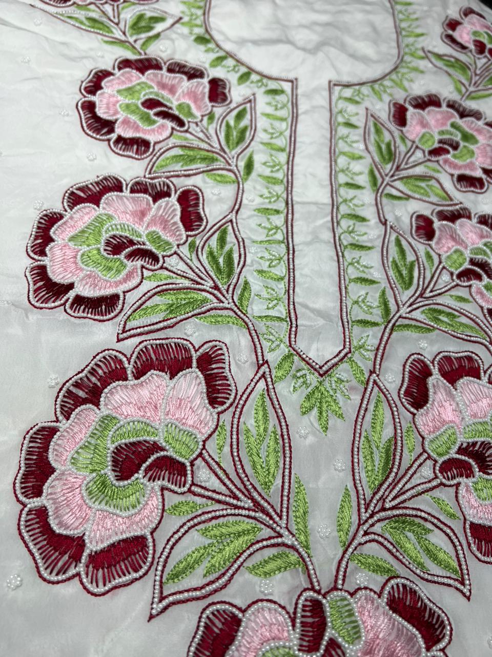 Crepe Lucknowi Chikankari Suit with Resham Work & Pearl Chiffon Dupatta