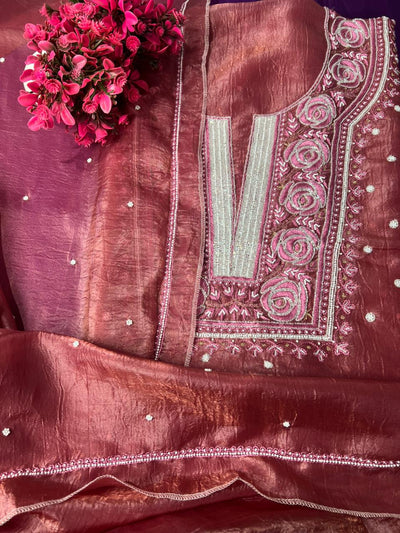 Moonga Silk Chikankari Pearl and Cutdana Work Kurta and Dupatta