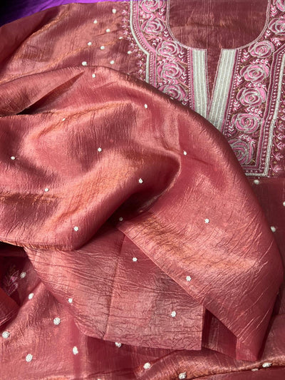 Moonga Silk Chikankari Pearl and Cutdana Work Kurta and Dupatta
