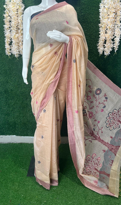 Meghnna Tussar Designer Saree with Floral Prints