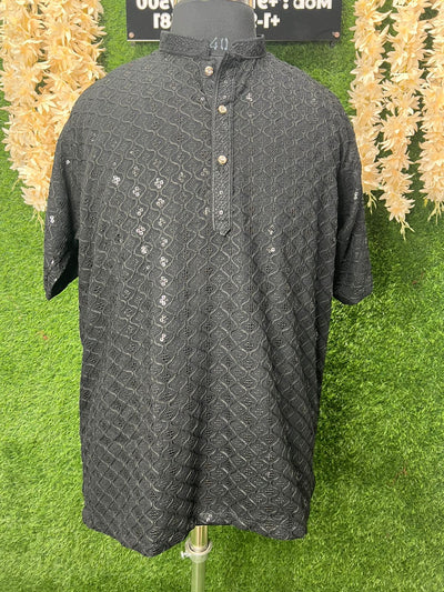 Men’s Chikankari Sequin Short Kurta