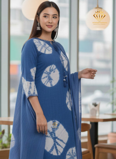 Hand-Dyed Cotton Shibori Print Suit Set