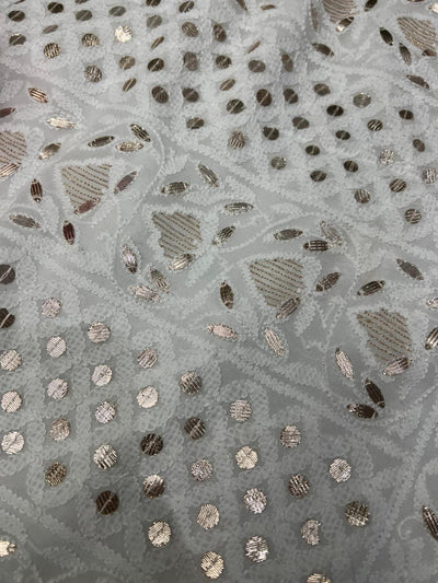 Viscose Georgette Lucknowi Chikankari Unstitched Suit Set with Kasab Gota Patti Work