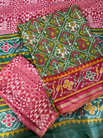 Patola Unstitched Suit Set | Top, Bottom & Dupatta
