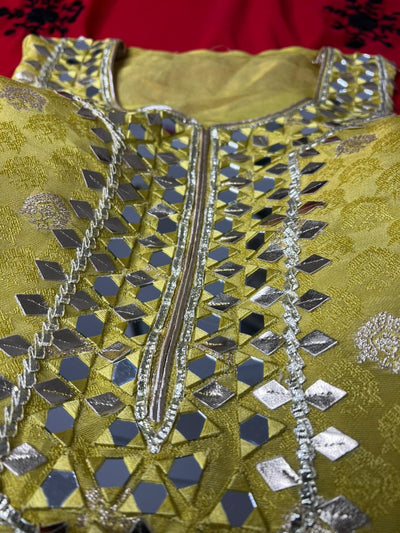 Banarasi Suit with Real Mirror & Gota Patti Handwork and Floral Banarasi Dupatta