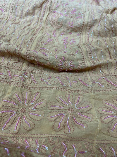Designer Pearl Work Lucknowi Chikankari Anarkali Suit