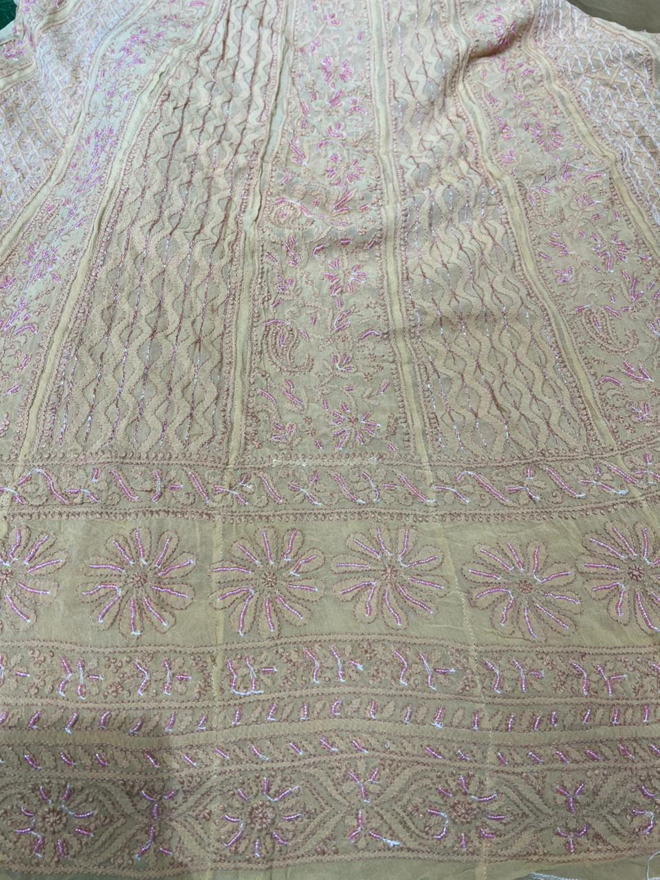Designer Pearl Work Lucknowi Chikankari Anarkali Suit
