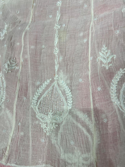 Mul Chanderi A-Line Anarkali with Dupatta featuring Pearl & Cutdana Work