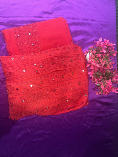 Lucknowi Chikankari Pure Georgette Anarkali & Dupatta Set