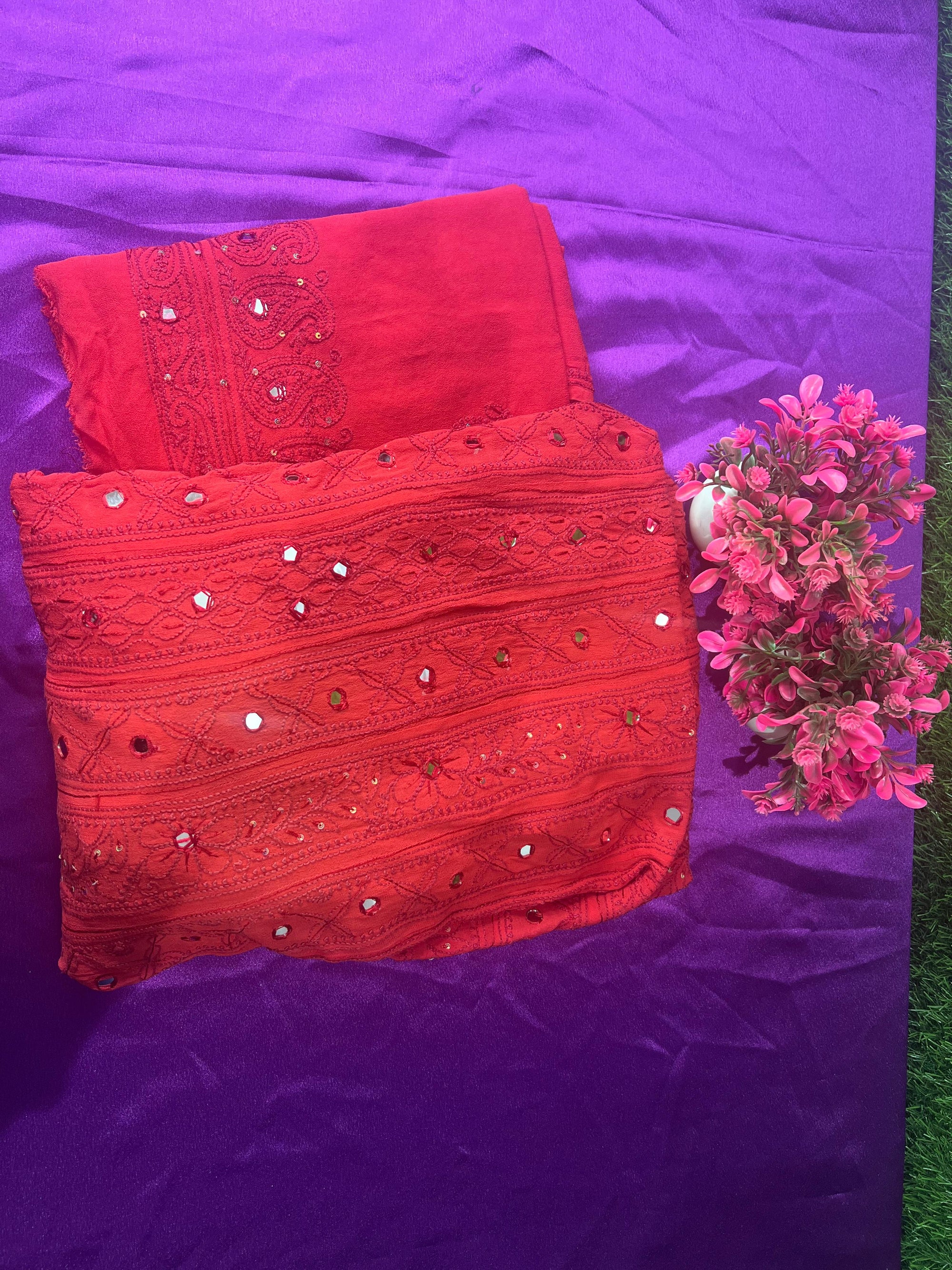 Lucknowi Chikankari Pure Georgette Anarkali & Dupatta Set