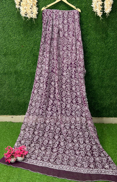 Lucknowi Chikankari Full Jaal Hand Embroidered Georgette Dupatta