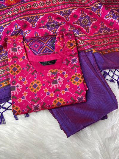 Patola Suit Set with Matching Dupatta