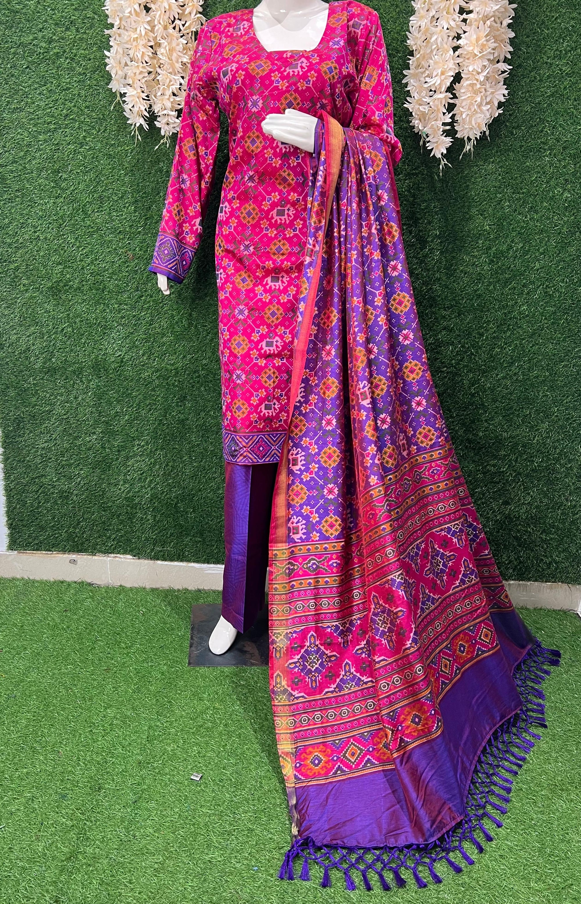 Patola Suit Set with Matching Dupatta