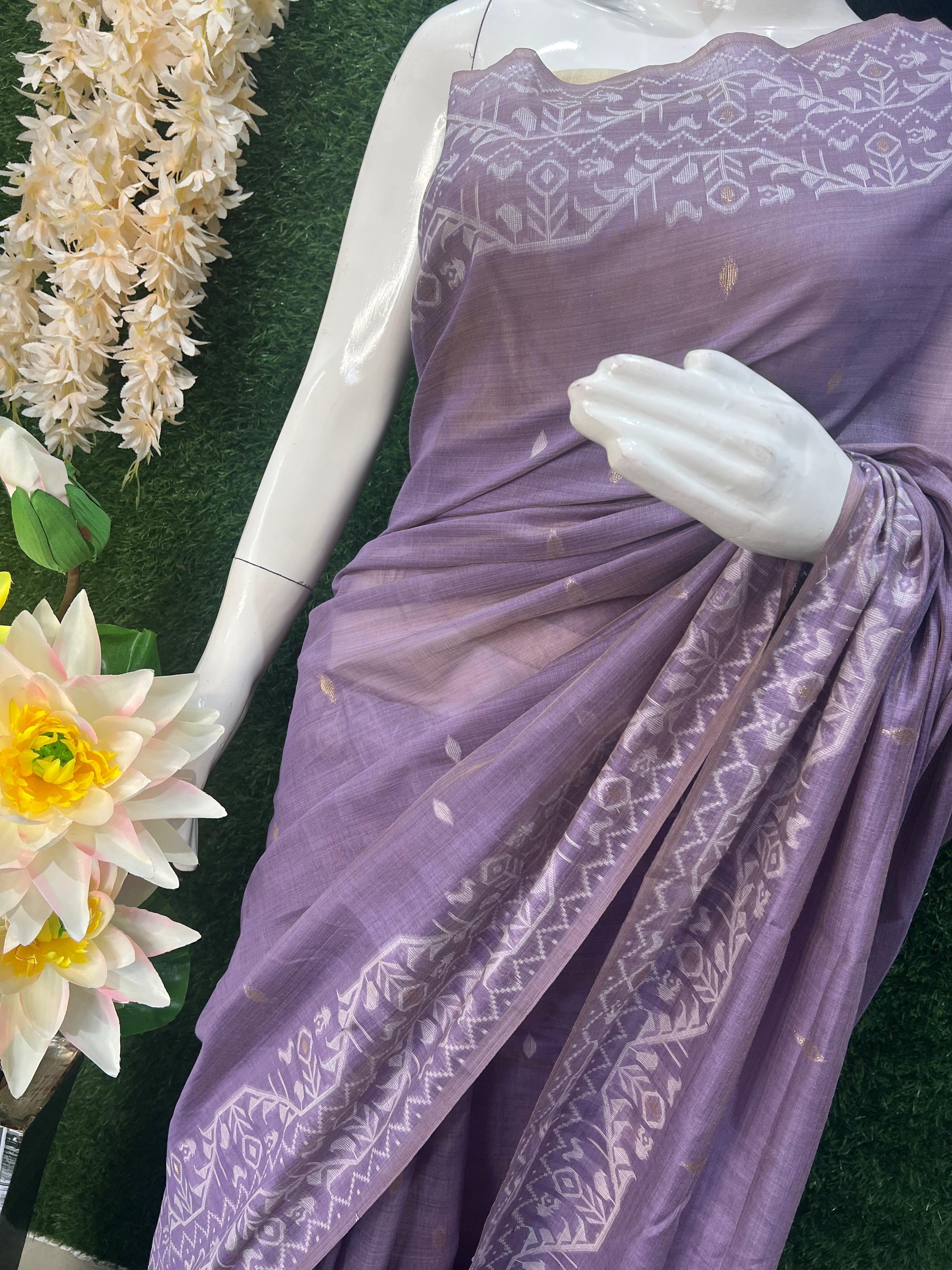 Slub Cotton Saree with  Banarsi Weaving