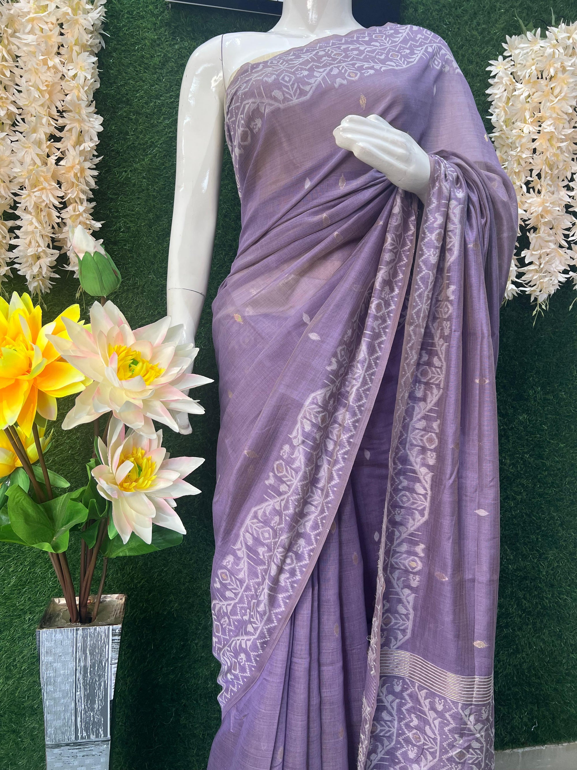 Slub Cotton Saree with  Banarsi Weaving