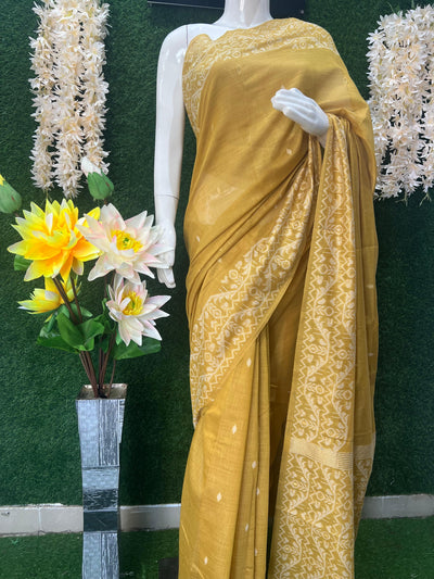 Slub Cotton Saree with  Banarsi Weaving