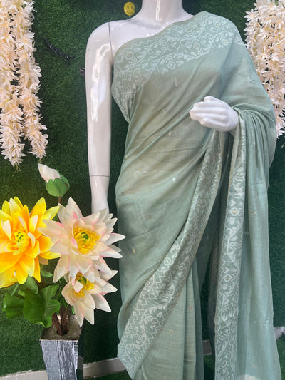 Slub Cotton Saree with  Banarsi Weaving