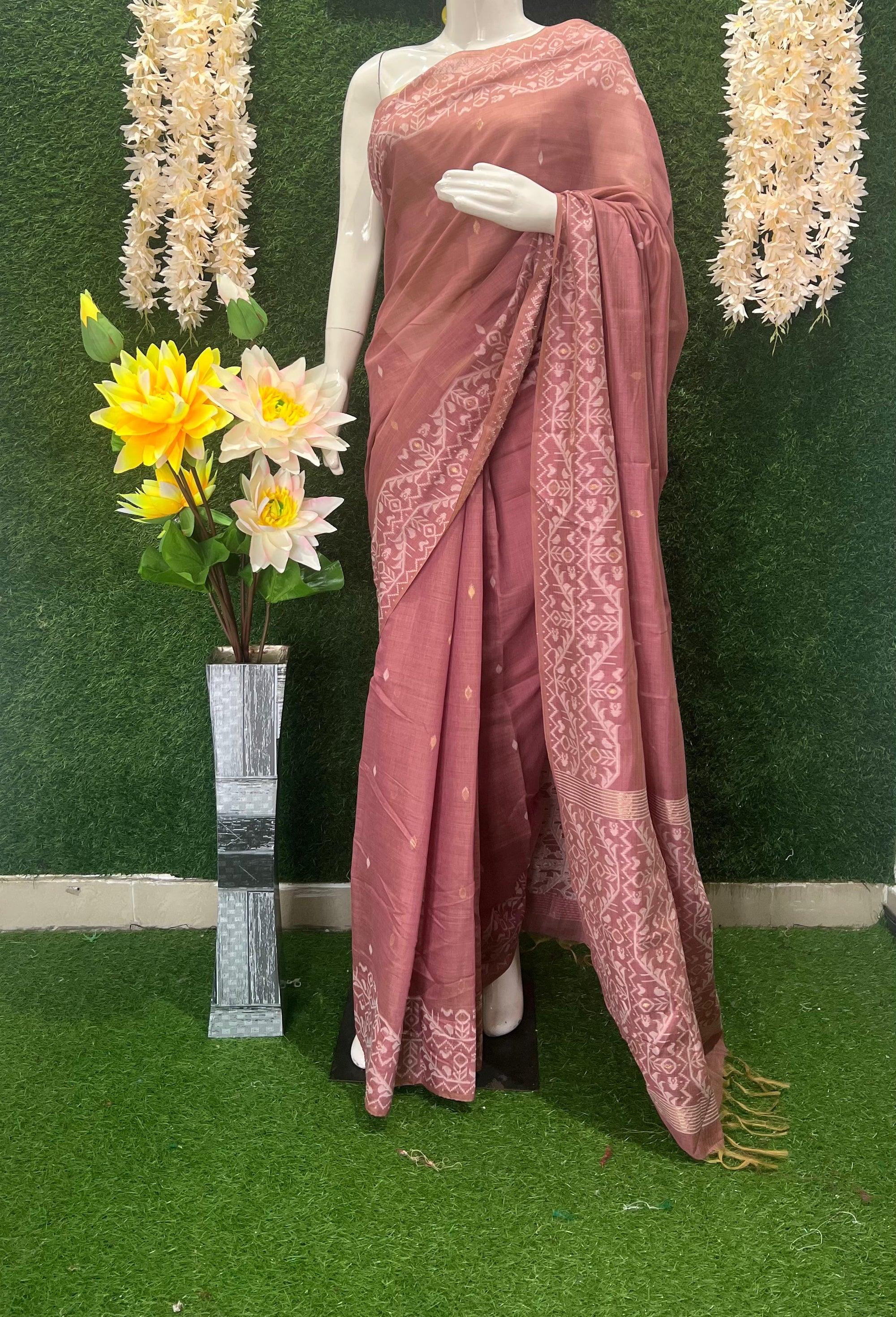 Slub Cotton Saree with  Banarsi Weaving