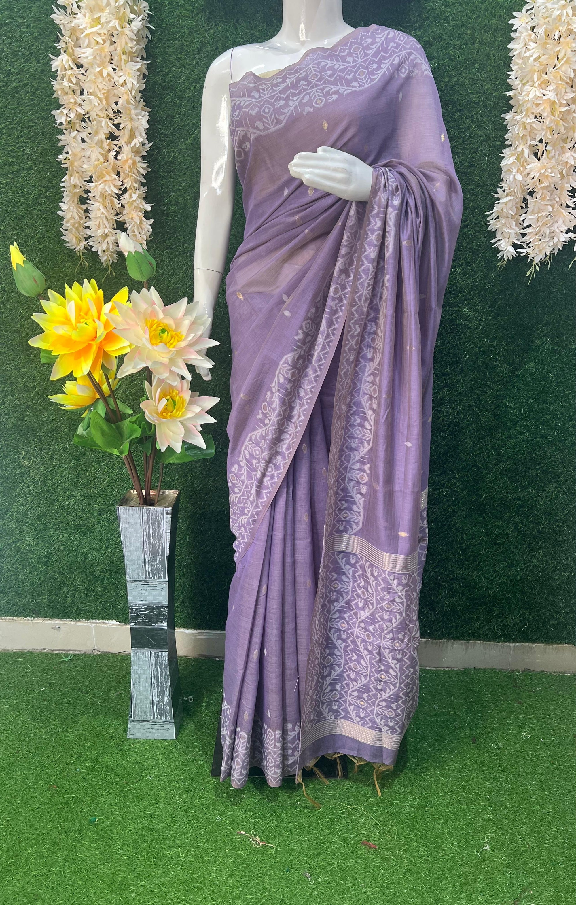 Slub Cotton Saree with  Banarsi Weaving