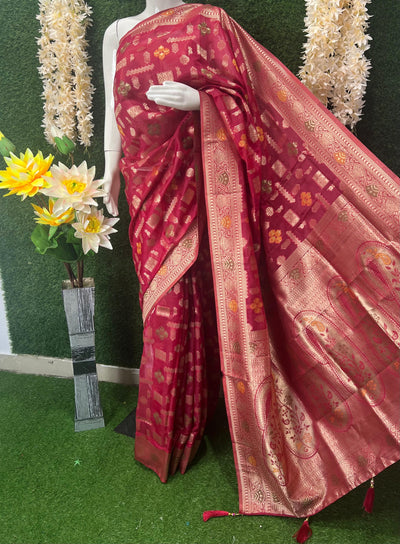 Banarasi Zari Woven Saree with Traditional Motifs