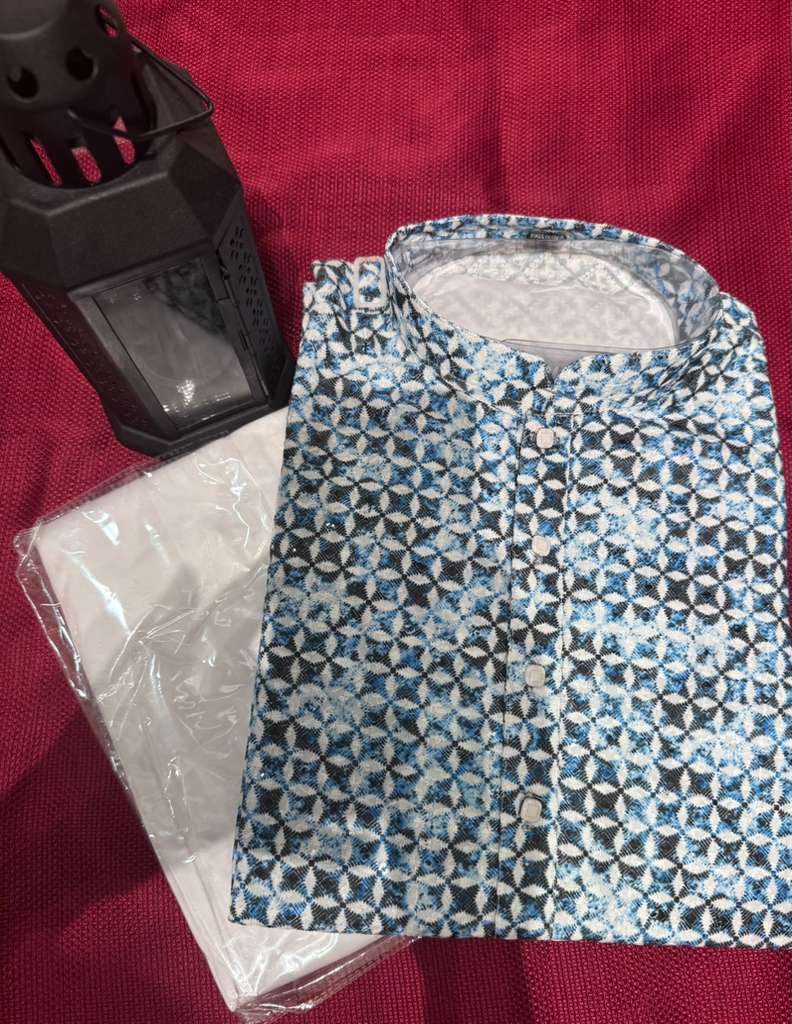 Men’s Party Wear Digital Printed Kurta with Sequin Work