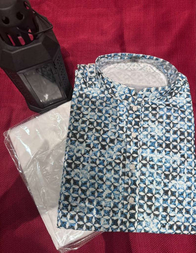Men’s Party Wear Digital Printed Kurta with Sequin Work