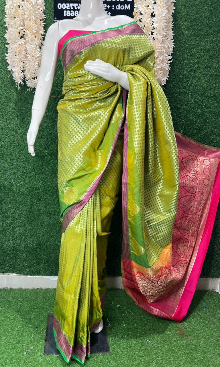Banarasi Silk Saree with Zari Weaving Border