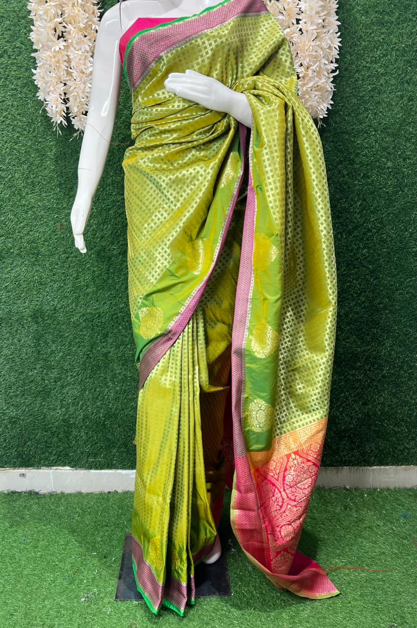 Banarasi Silk Saree with Zari Weaving Border
