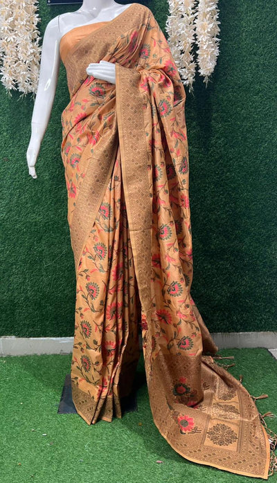 Banarasi Silk Floral Design Saree with Traditional Woven Motifs