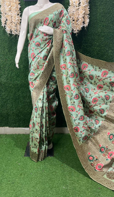 Banarasi Silk Floral Design Saree with Traditional Woven Motifs