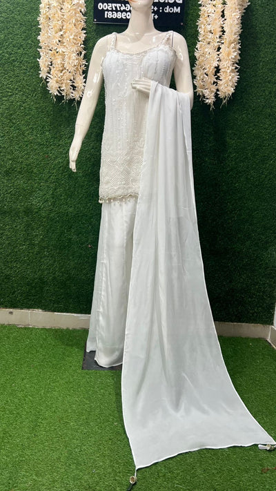 Sharara Suit Set with Intricate Embroidery, Cutdana, Pearl & Sequin Handwork