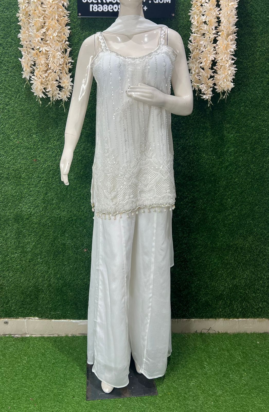 Sharara Suit Set with Intricate Embroidery, Cutdana, Pearl & Sequin Handwork