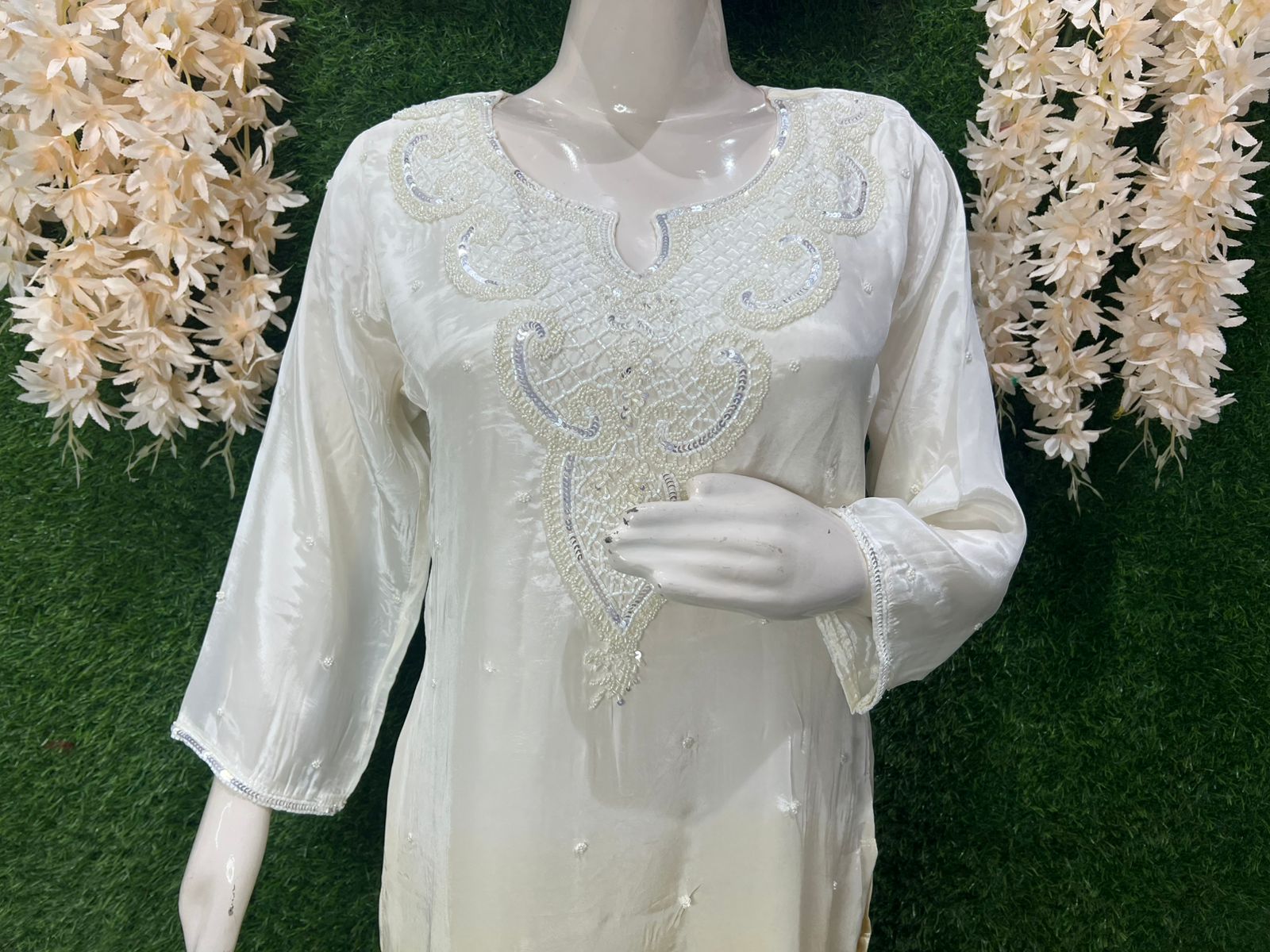 Ombre  Suit Set with Pearl & Sequin Hand Embroidery