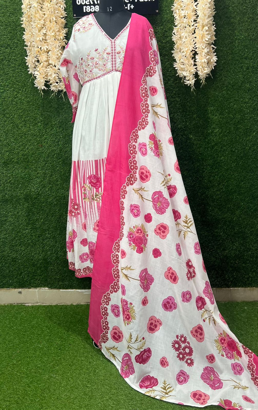 Printed Cotton Anarkali Gown Set with Matching Cotton Dupatta 2-Piece Ethnic Wear