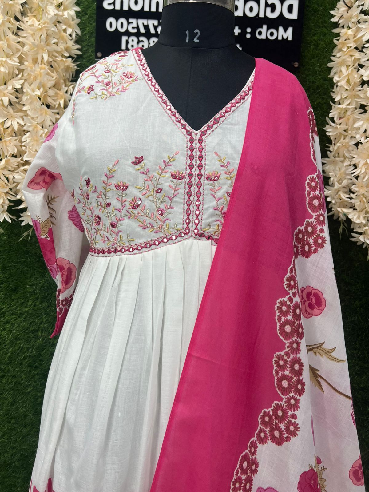 Printed Cotton Anarkali Gown Set with Matching Cotton Dupatta 2-Piece Ethnic Wear