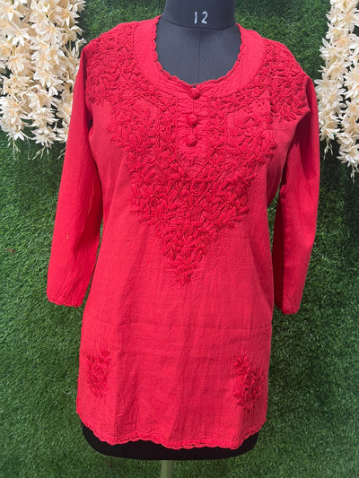 Lucknowi Chikankari Dobby Short Top