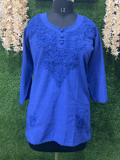Lucknowi Chikankari Dobby Short Top
