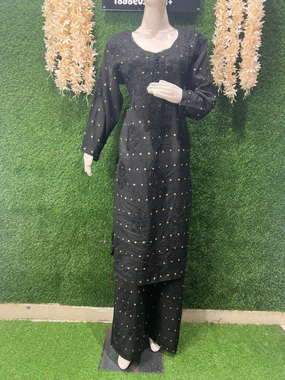 Lucknowi Chikankari Chanderi Co-Ord Set with Hand Embroidery