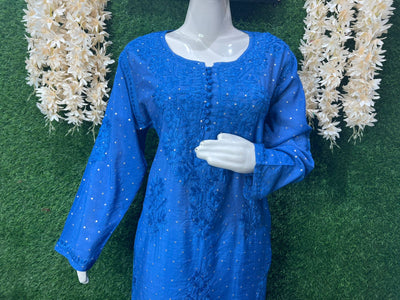 Lucknowi Chikankari Chanderi Co-Ord Set with Hand Embroidery